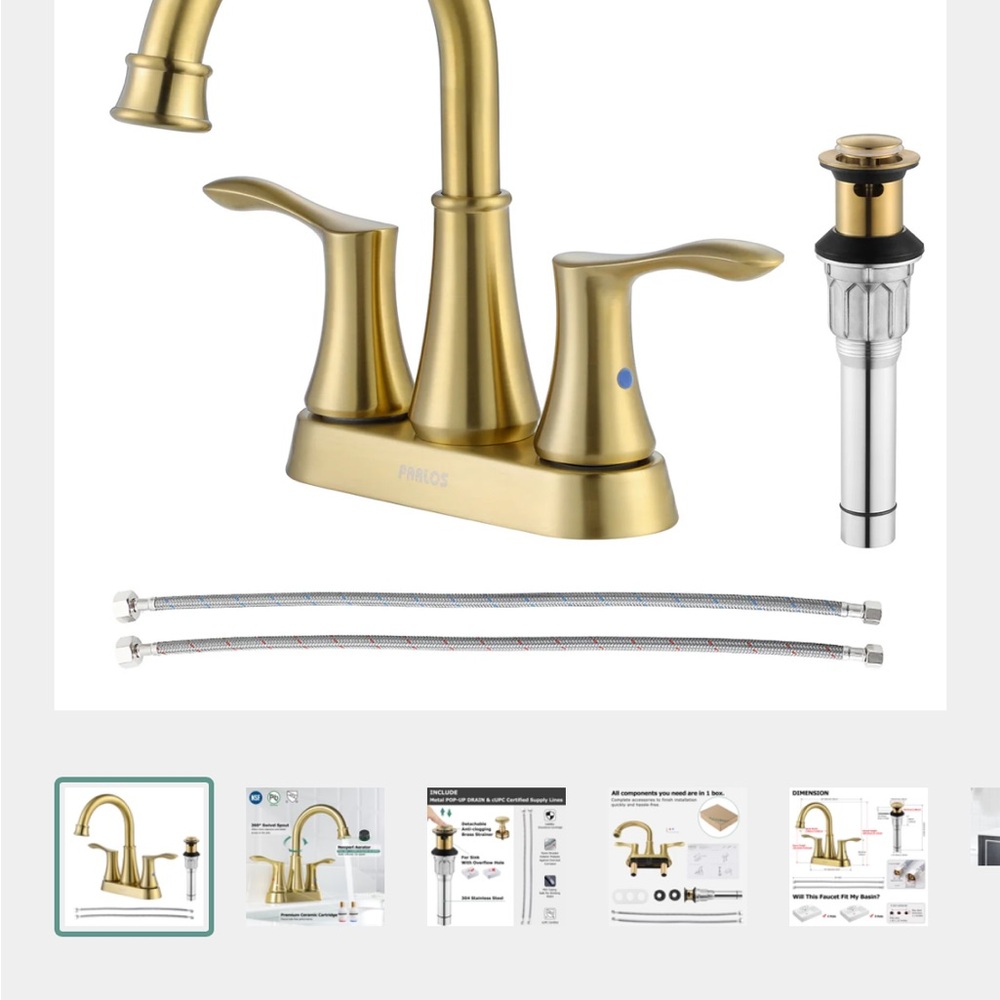 Brushed Gold Bathroom Faucet with Drain Assembly -new in box